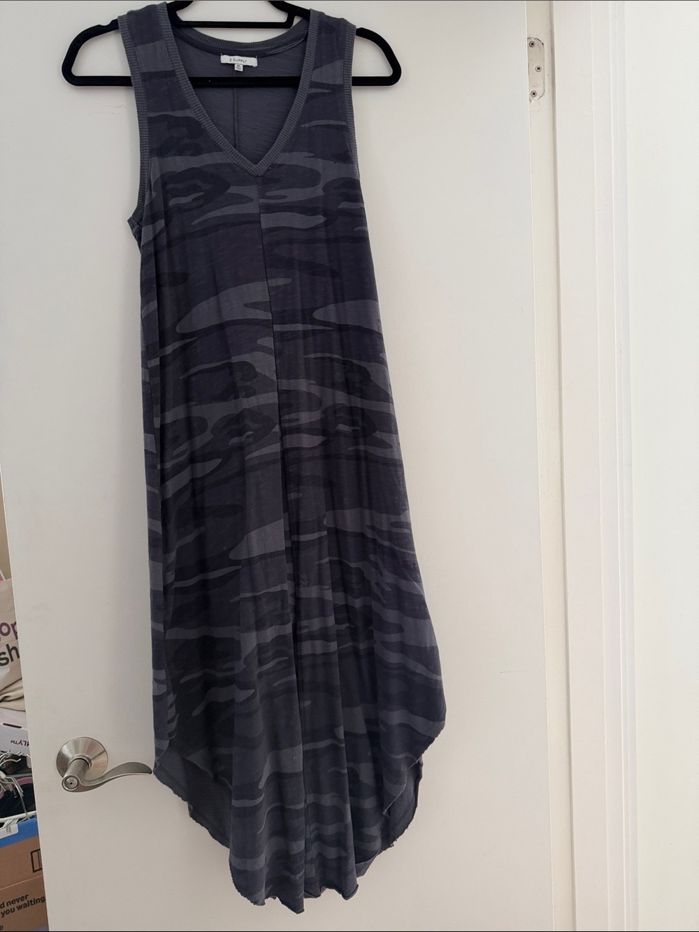 Z Supply Gray Camo Reverie Sleeveless V‑Neck Racerback Dress